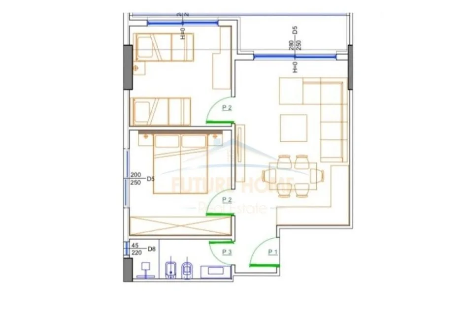 Kavaje, shitet apartament 2+1 Kati 5, 79 m² 94.680 € (Golem, Kompleksi Liburna)