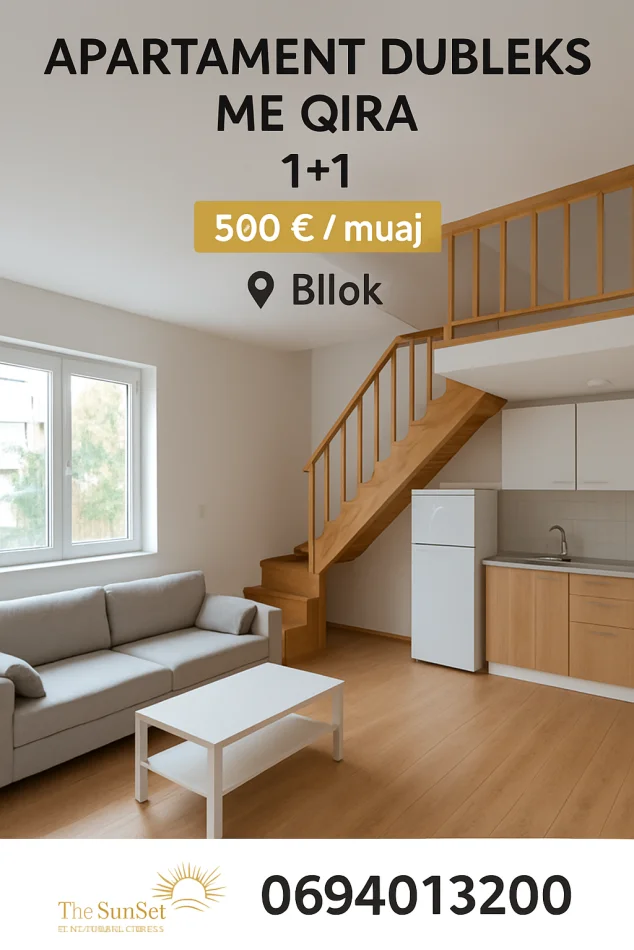 Tirane, jepet me qera apartament duplex Dublex Kati 0, 40 m² 500 € (Bllok)