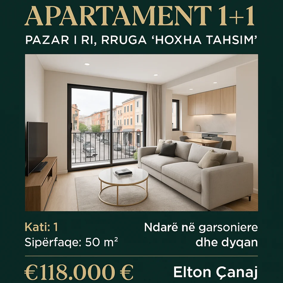 Tirane, shitet apartament 1+1 Kati 0, 51 m² 118.000 € (Pazar i Ri Rruga Hoxha Tahsim)