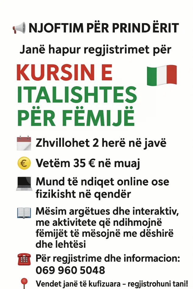 Tirane, kurse per lendet shkollore italisht Activity School