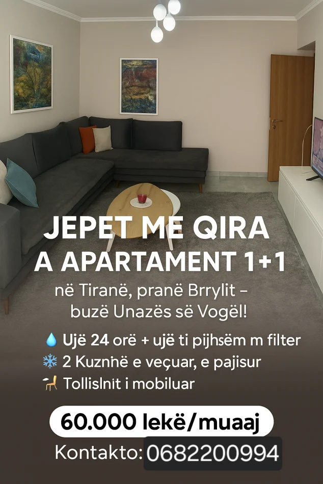 Tirane, jepet me qera apartament 1+1+Aneks+Ballkon Kati 2, 65 m² 600 € (Tek Bryli)
