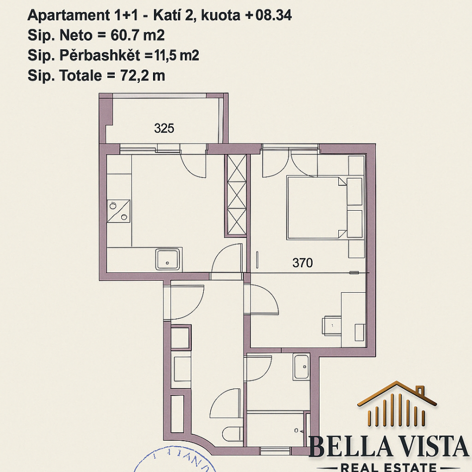 Tirane, shitet apartament 1+1 Kati 2, 72 m² 111.910 € (Lana, Fusha e Aviacionit, Tirane)