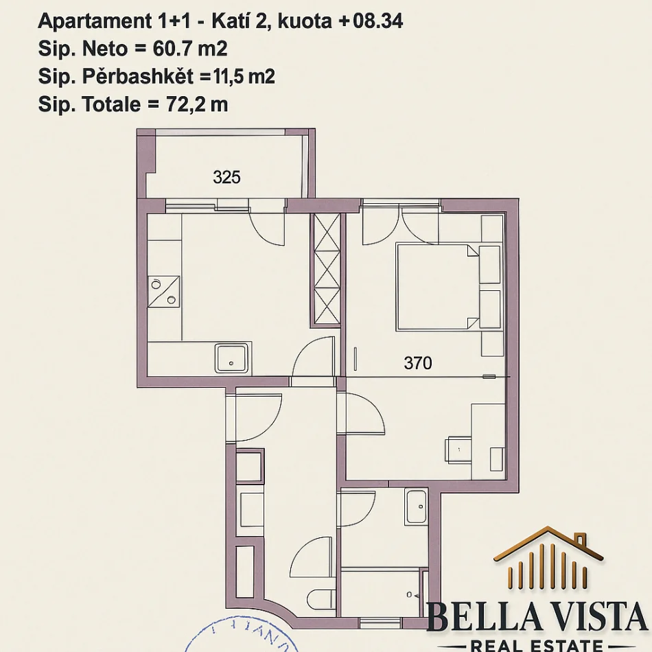 Tirane, shitet apartament 1+1 Kati 2, 72 m² 106.856 € (Lana, Fusha e Aviacionit, Tirane)