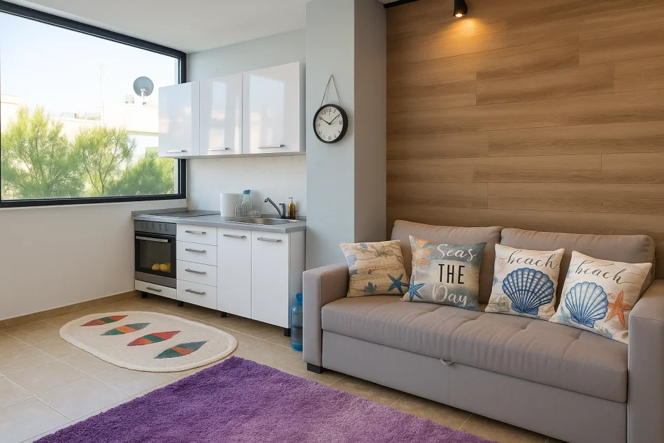 Durres, jepet me qera apartament 1+1 Kati 4, 40 m² 50 € (70 m nga deti, Plepa)