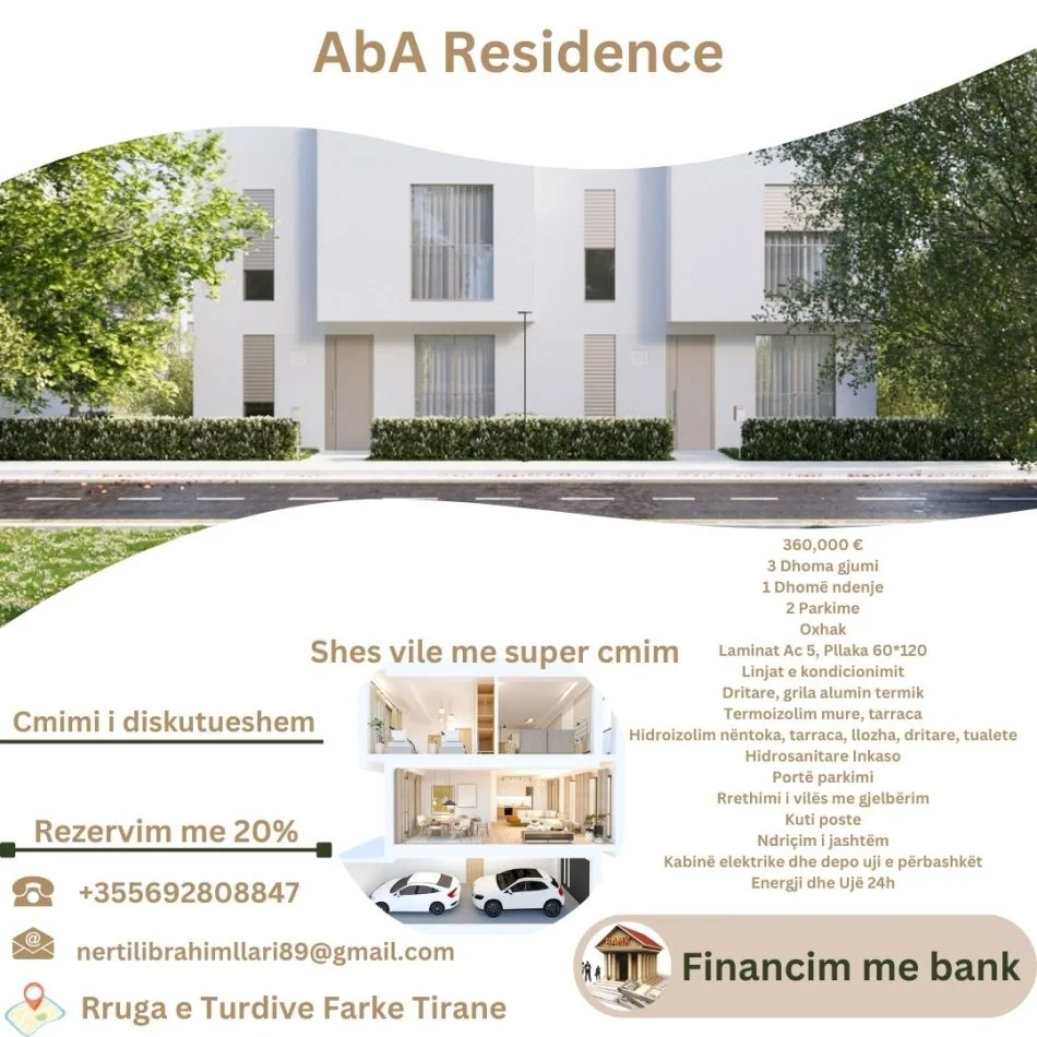 Tirane, shes Vile 3 Katshe Kati 3, 196 m² 360.000 € (Rruga e Turdive Farke Tirane)