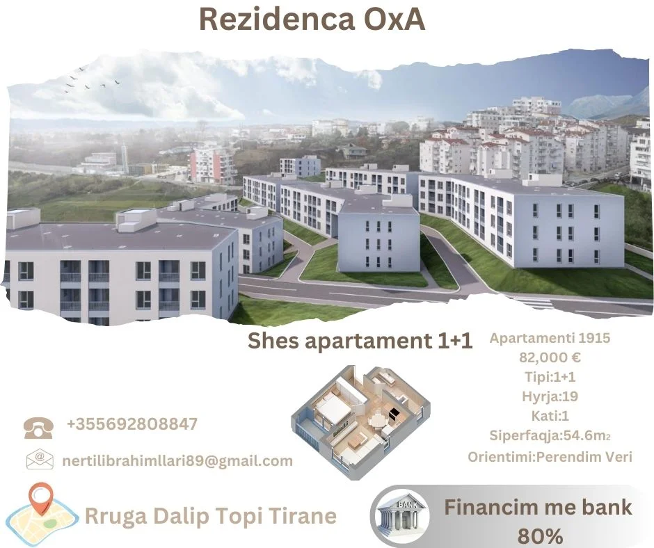 Tirane, shes apartament 1+1+Ballkon Kati 0, 55 m² 82.000 € (Rruga Dalip Topi Fresk Tirane)