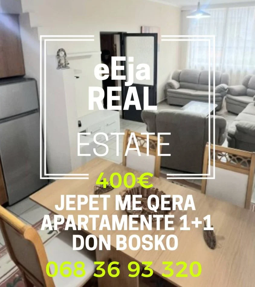 Tirane, jepet me qera apartament 1+1+Ballkon Kati 1, 80 m² 400 € (Don bosko)