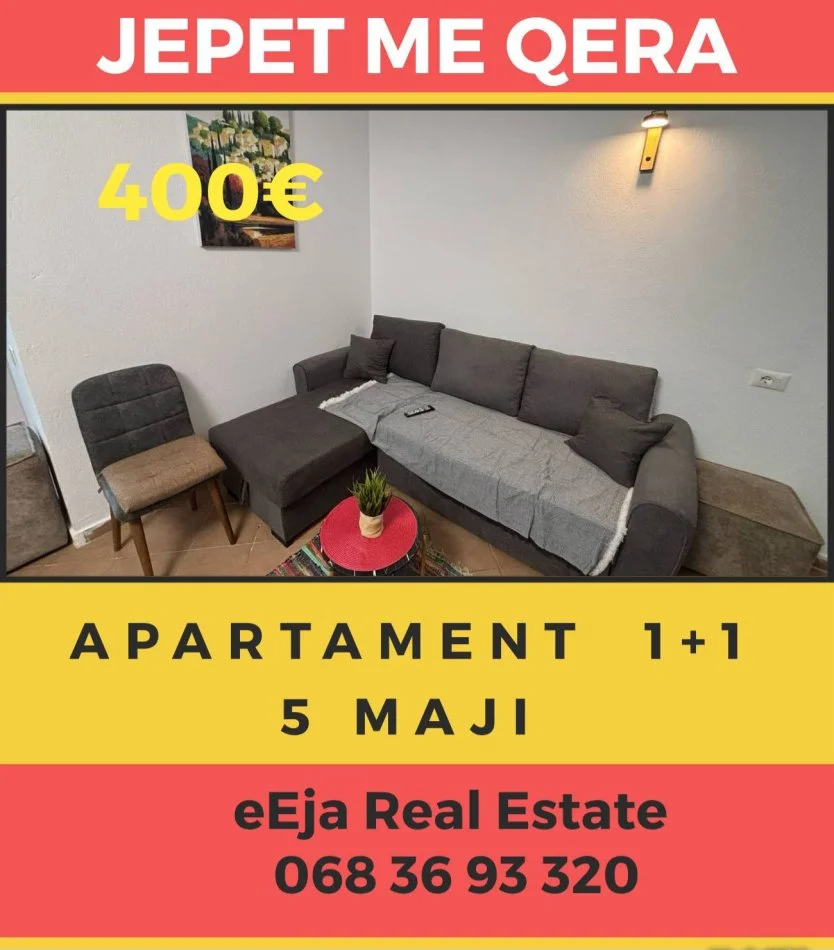 Tirane, jepet me qera apartament 1+1 , 45 m² 400 € (5 maji)