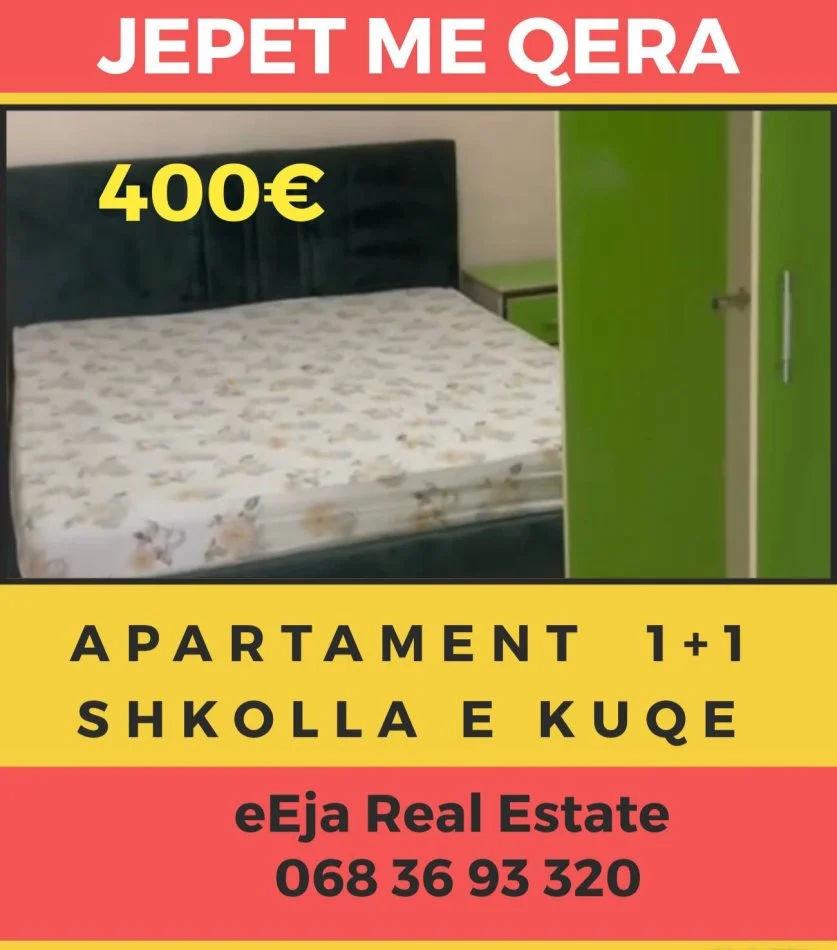 Tirane, jepet me qera apartament 1+1 Kati 1, 65 m² 400 € (Shkolla e kuqe)