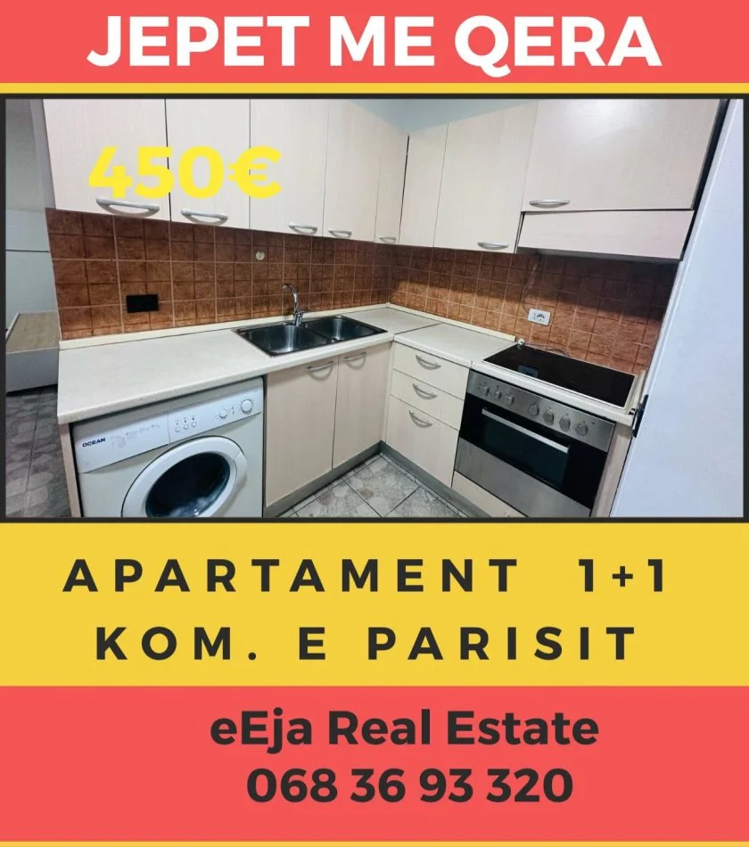 Tirane, jepet me qera apartament 1+1 Kati 8, 55 m² 450 € (Komuna e parisit)
