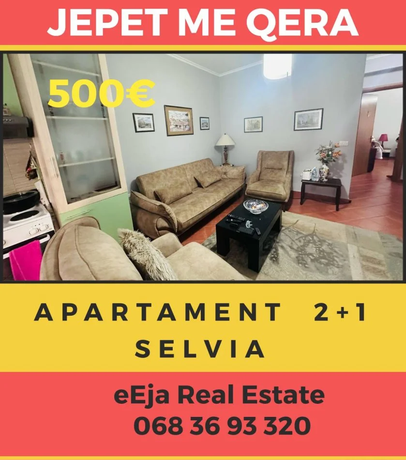 Tirane, jepet me qera apartament 2+1+Ballkon Kati 5, 84 m² 500 € (Selvia)