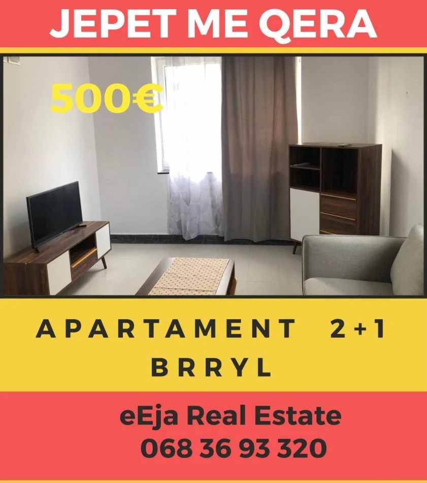Tirane, jepet me qera apartament 2+1+Ballkon Kati 2, 85 m² 500 € (Brryl)