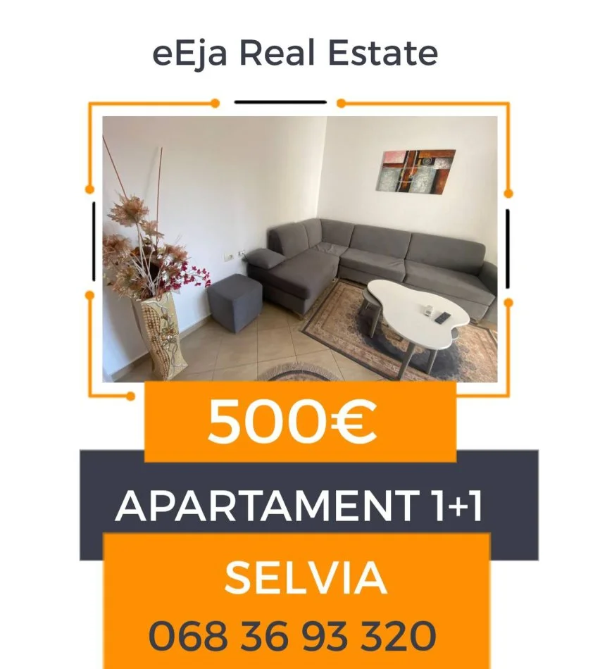 Tirane, jepet me qera apartament 1+1+Ballkon Kati 4, 70 m² 500 € (Selvia)