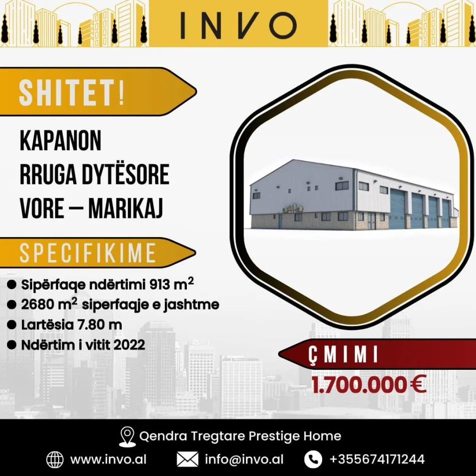 Tirane, shitet magazine , 913 m² 1.700.000 € (Vore)