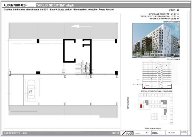 Tirane, jepet me qera post parkimi 22 m²  (Rruga e Kavajes, kompleksi Square 21)