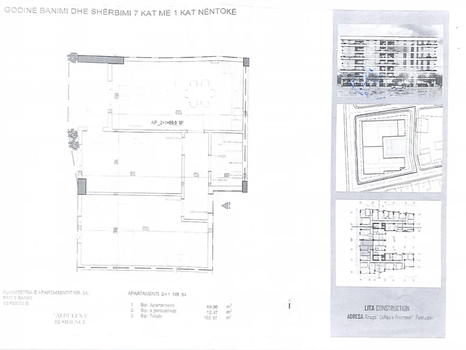 Tirane, shitet 2+1 Kati 5, 102 m² 122.844 € (Paskuqan, Lidhja e Prizrenit)