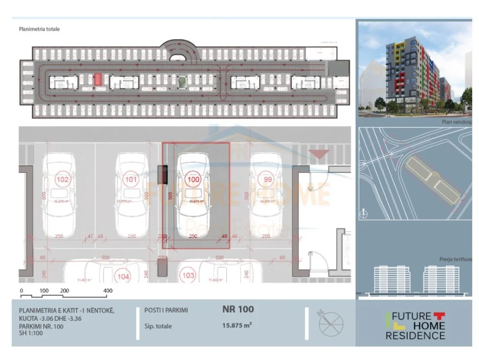 Tirane, shitet 3 garazh | post parkimi Kati -1, 75.000 € (RESIDENCA FUTURE HOME , Unaza e Re)