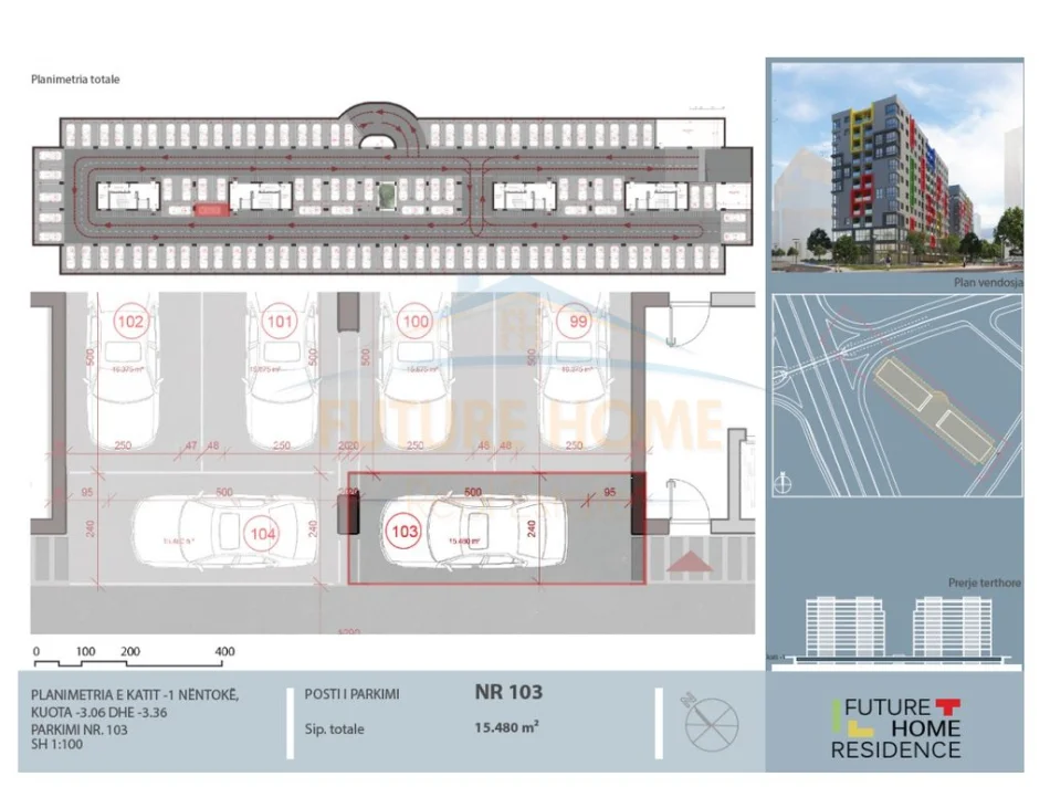 Tirane, shitet 3 garazh | post parkimi Kati -1, 75.000 € (RESIDENCA FUTURE HOME , Unaza e Re)