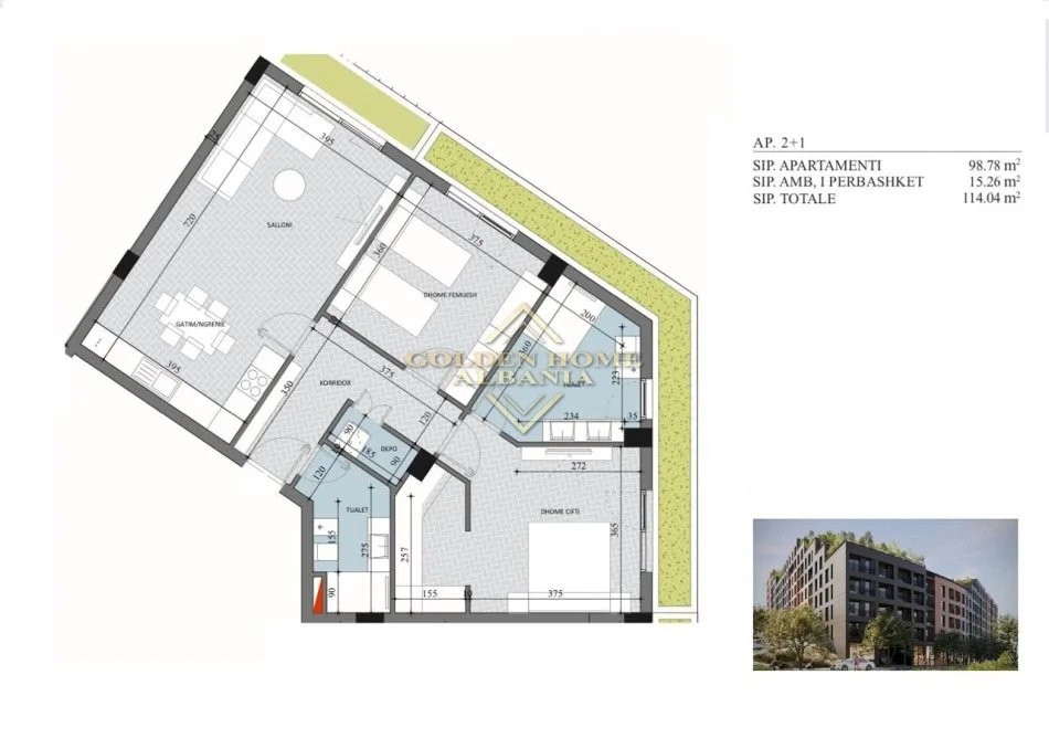 Tirane, shitet apartament 2+1+Ballkon , 102 m² 96.472 € 