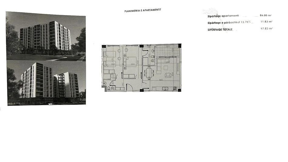 Tirane, shes apartament 2+1+Ballkon , 98 m² 117.396 € (Paskuqan)