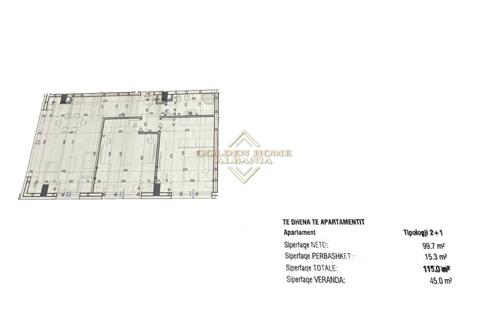 Tirane, shes apartament+verande | Penthouse 2+1 , 1.600 m² 198.687 € 