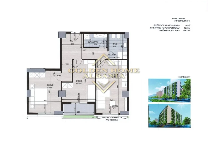 Shqiperi, shitet 2+1 , 105 m² 168.480 € 