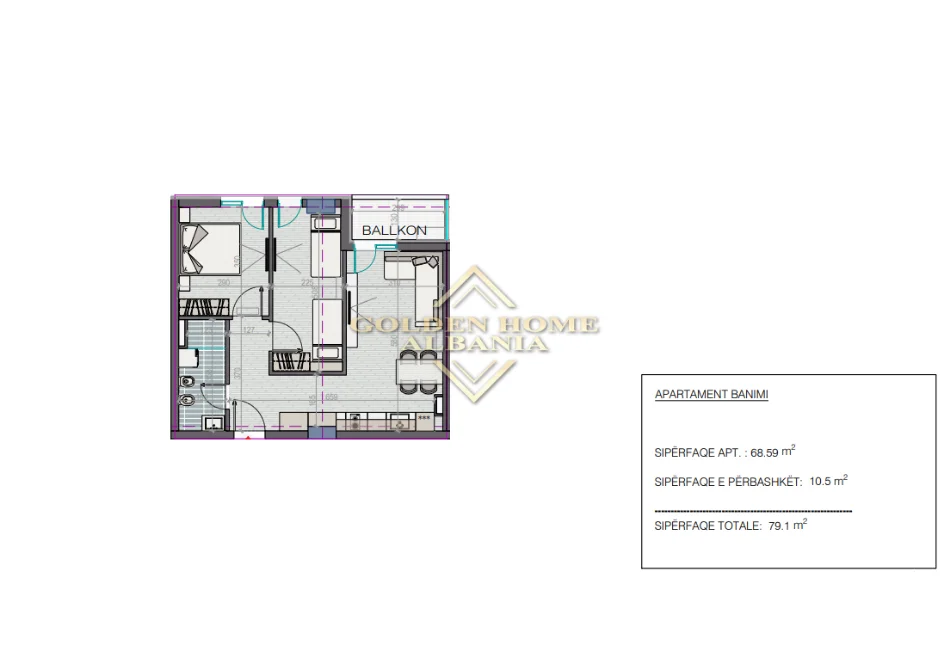 Shitet apartament , 77 m² (golem)