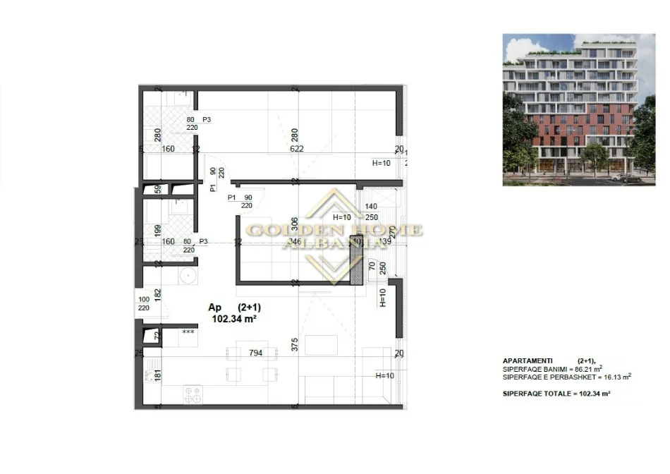 Tirane, shitet 2+1 , 102 m² 152.988 € 