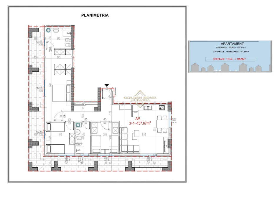 Tirane, shitet apartament , 189 m² (rruga e kavajes)