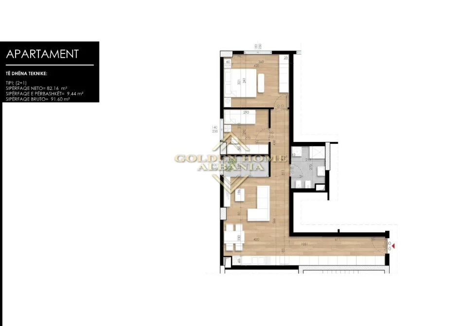 Tirane, shitet apartament Kati 9, 92 m² (fusha e aviacionit)