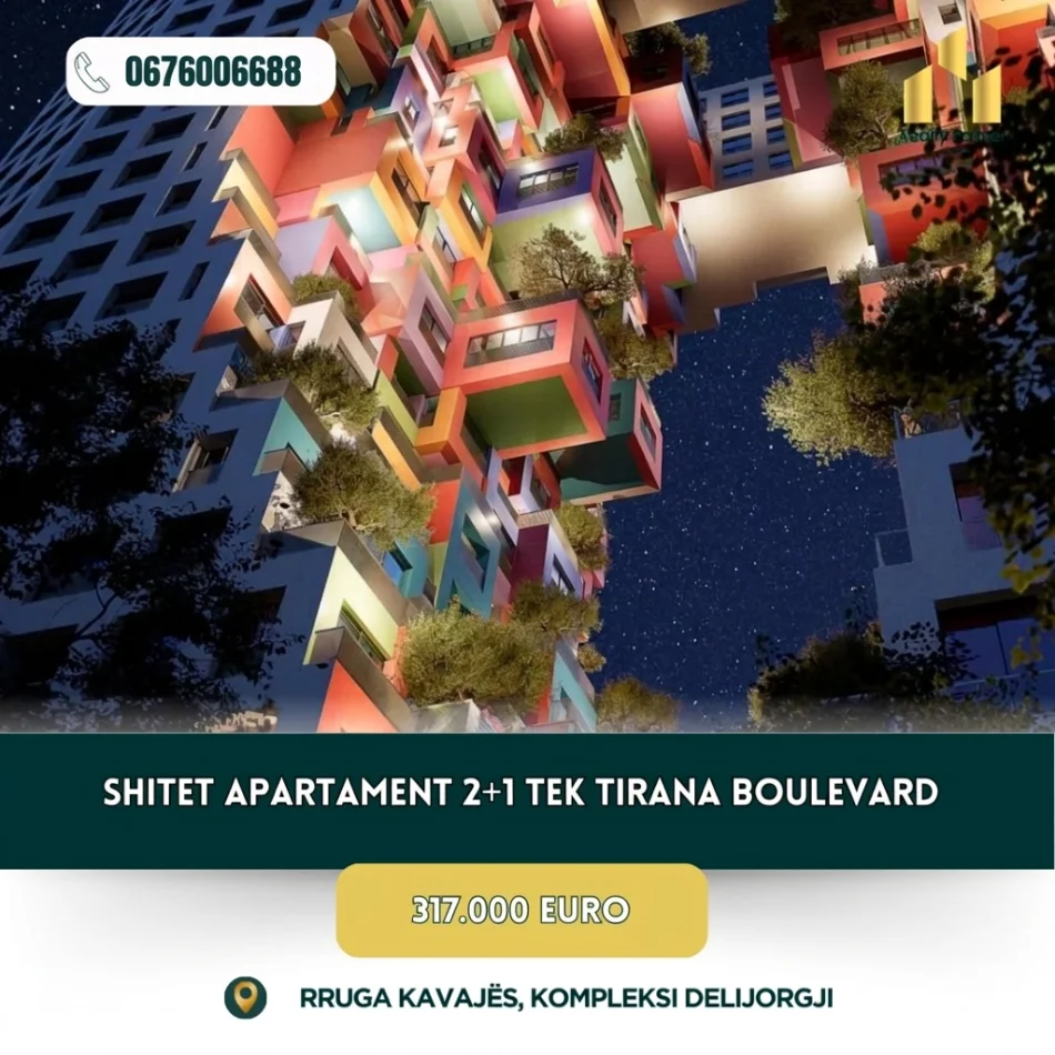 Tirane, shitet apartament 2+1 Kati 9, 317.000 € 