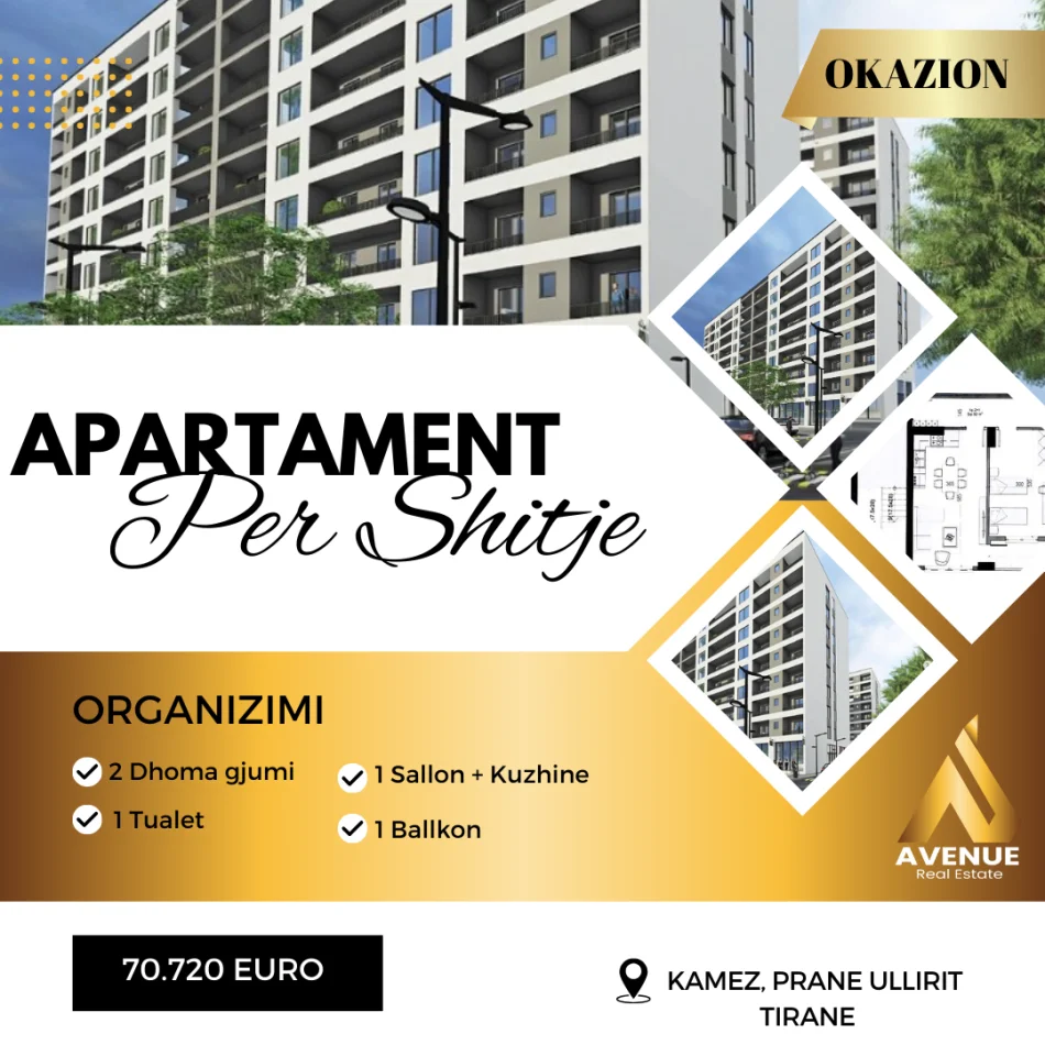 Tirane, shitet apartament 2+1+Ballkon Kati 8, 94 m² 70.720 € (kamez)