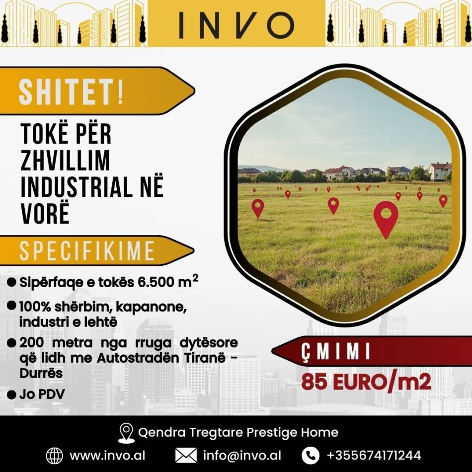 Tirane, shitet toke , 6.500 m² (Vore)