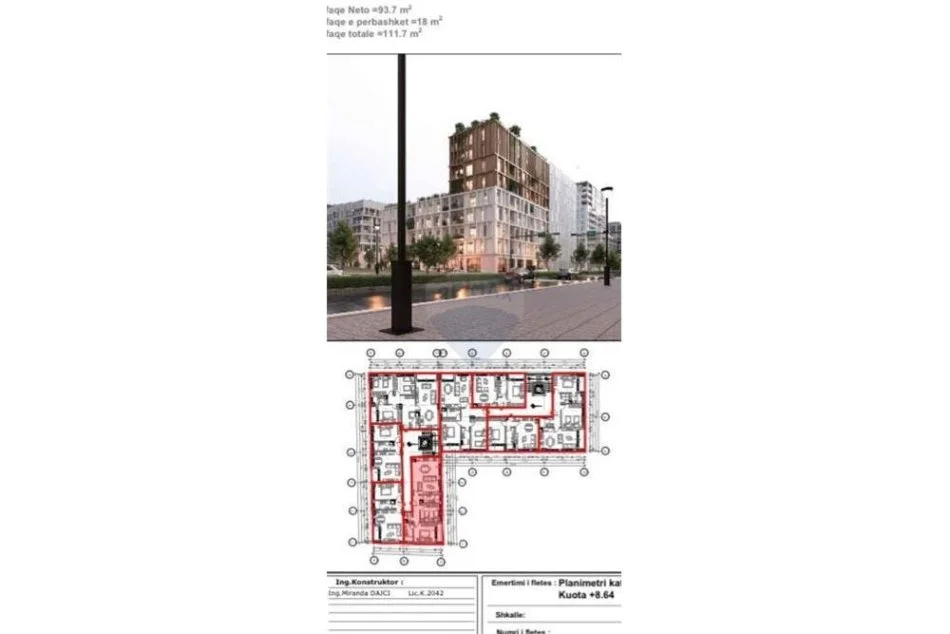 Tirane, shes apartament 2+1 Kati 3, 111 m² (Shitet Apartament tek Bulevardi i Ri)