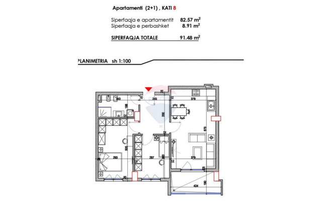 Tirane, shitet apartament 2+1+A+BLK Kati 8, 91 m² 60.000 Euro (Vore)