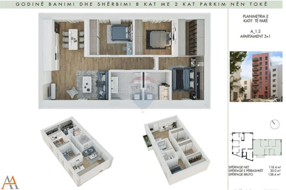 Tirane, shitet apartament 3+1 Kati 1, 138 m² 366.760 € (APARTAMENT NE SHITJE 3+1+2 TEK RRUGA E ELBASANIT!)