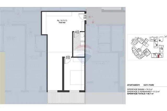 Dhermi, shitet apartament 1+1+BLK Kati 1, 85 m² 257.100 Euro (Santorini Residence, Dhermi)