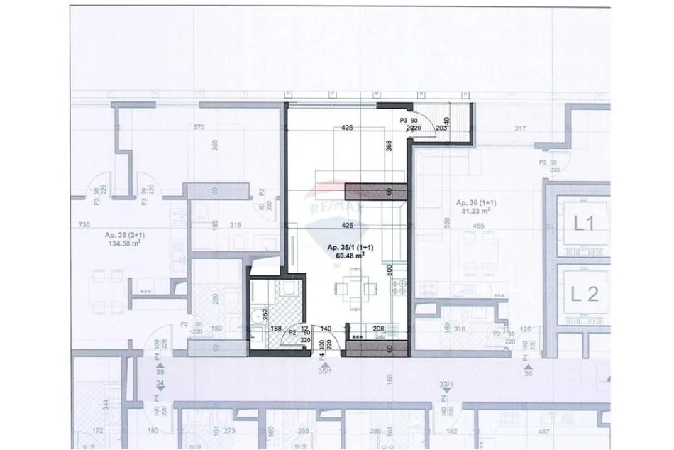 Tirane, shes apartament 1+1+Ballkon Kati 9, 61 m² (Zogu i zi,Pas Ring SOHO TOWERS)