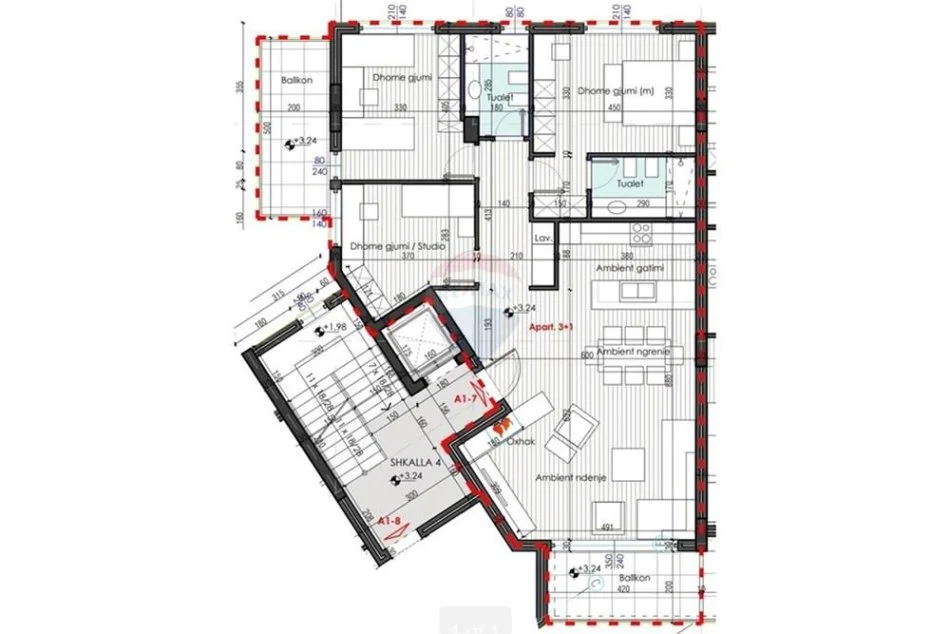 Tirane, shitet apartament 3+1 , 160 m² 237.600 € (Farke)