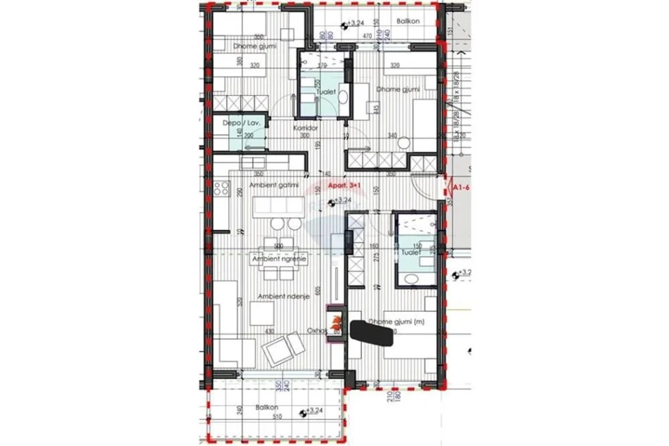 Tirane, shitet apartament 3+1 Kati 1, 158 m² 237.600 € (Farke)