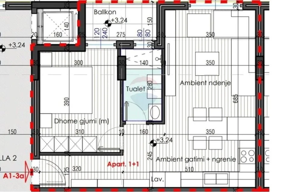 Tirane, shitet apartament 1+1 , 68 m² 102.300 € (Farke)
