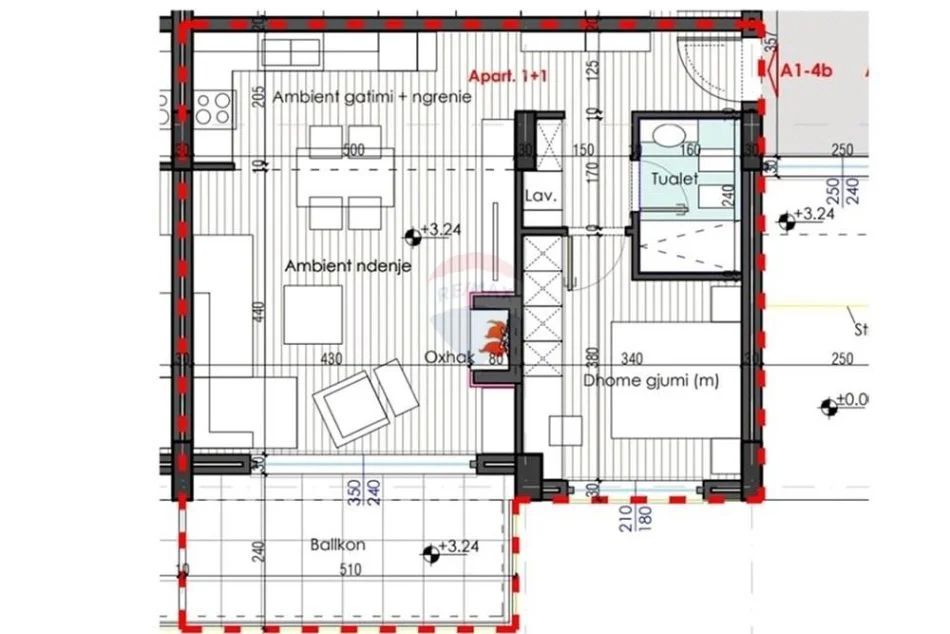Tirane, shitet 1+1+Ballkon Kati 1, 85 m² 128.700 € (Fake e Vogel)