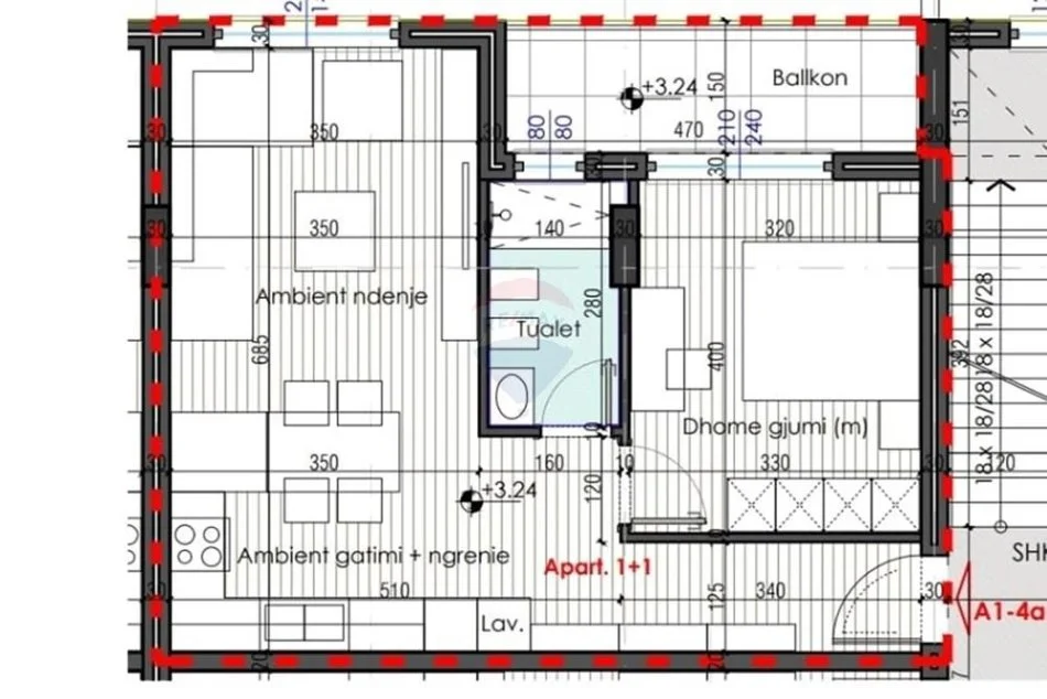 Tirane, shitet apartament 1+1+Ballkon Kati 1, 72 m² 108.900 € (Farke E Vogel)