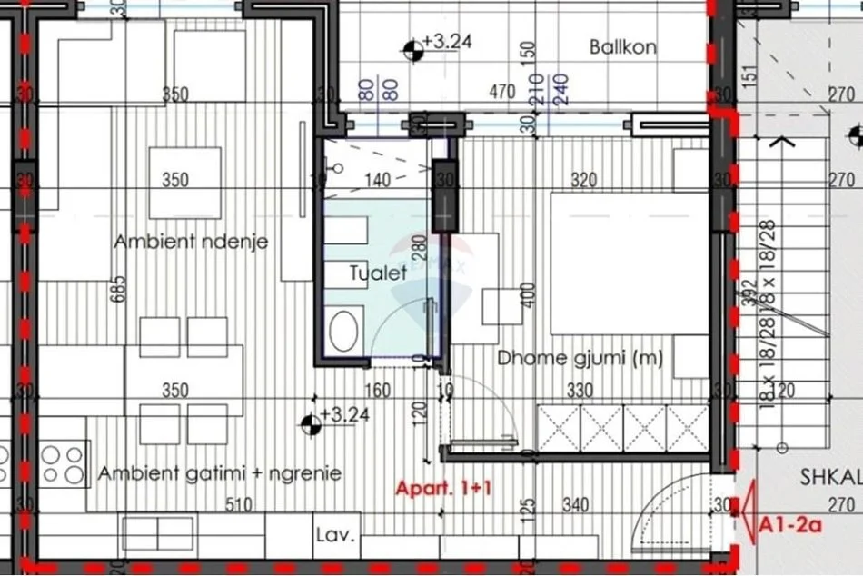 Tirane, shitet apartament 1+1 Kati 1, 73 m² 108.900 € (Farke)