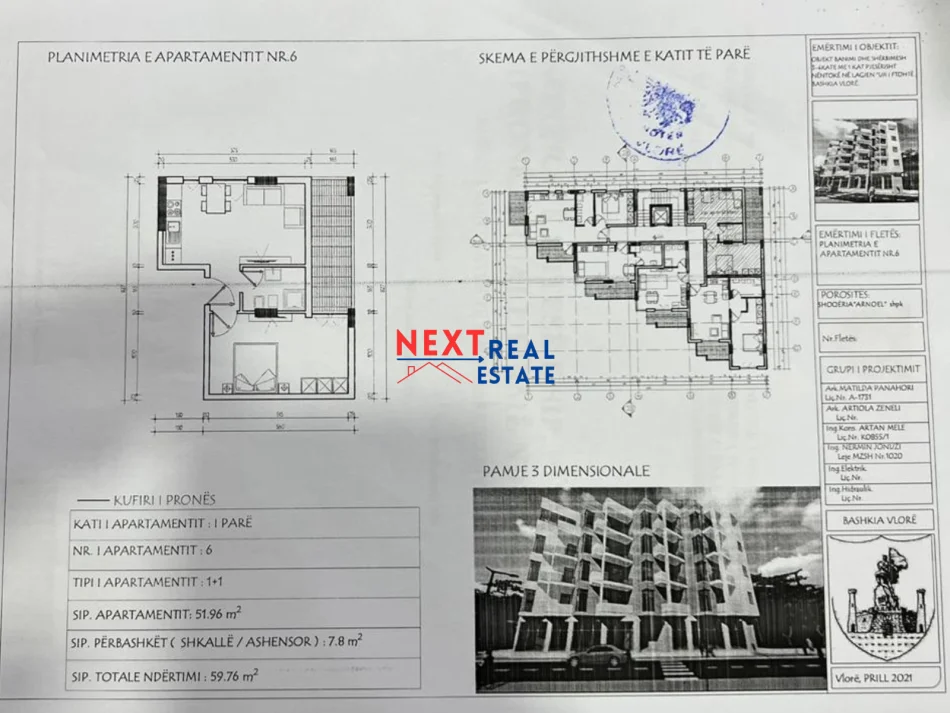 REZERVO PRONEN VETEM ME 500€! Vlore, shitet apartament 1+1+BLK Kati 3, 60 m², 108.000 Euro (Uje i Ftohte)