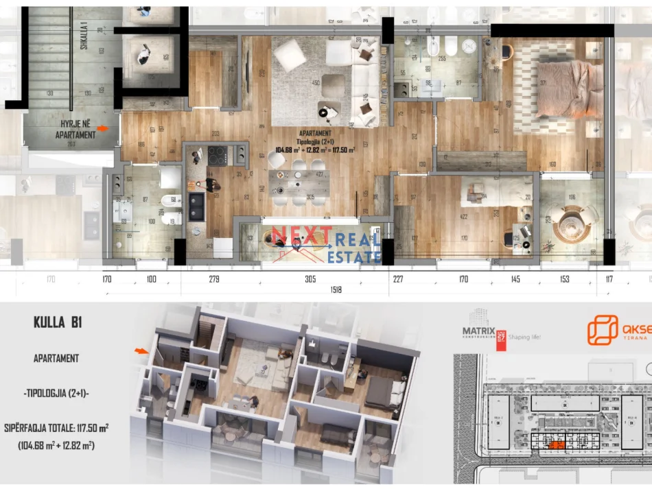 Tirane, shitet apartament 2+1+Aneks+Ballkon , 117 m² 176.250 € (AKSES TIRANA)
