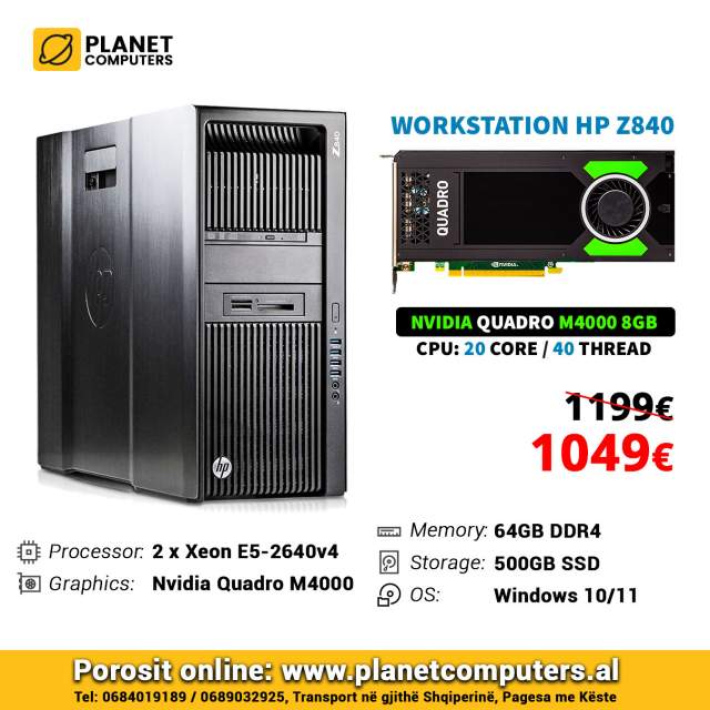 Tirane, shes PC HP WORKSTATION Z840 2 x E5-2640v4 1.049 Euro