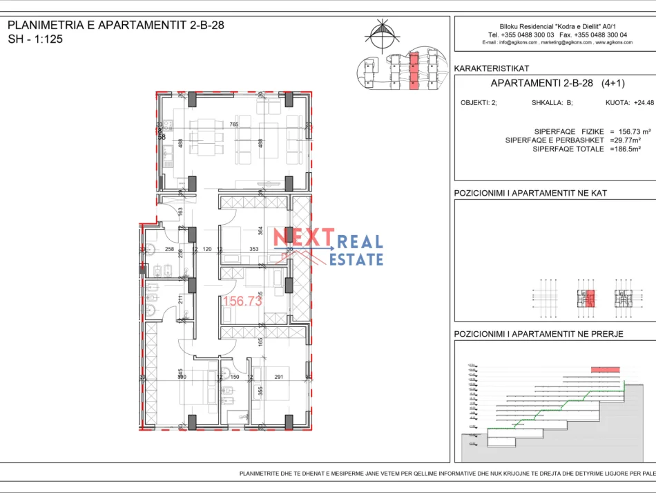 Tirane, shitet apartament 4+1+Aneks+Ballkon Kati 4, 186 m² 300.000 € (KODRA E DIELLIT 3)