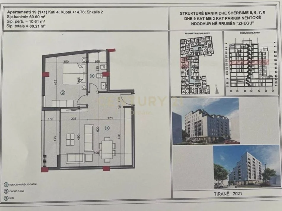 Tirane, shitet apartament 1+1 Kati 4, 80 m² 116.000 € (Prane Ish-Burgut te Grave,Ali Dem)
