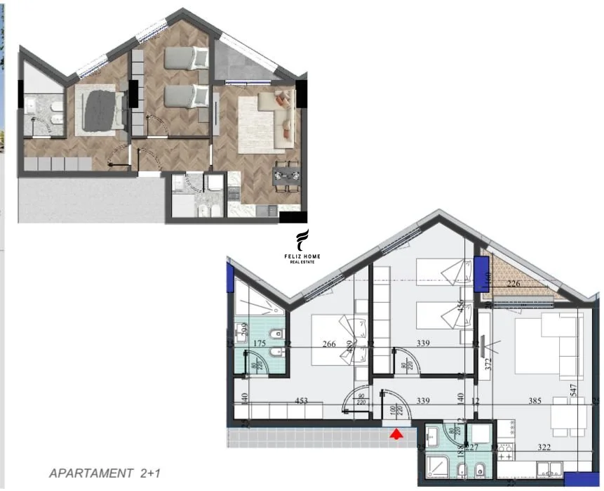 Tirane, shitet apartament 2+1 Kati 10, 97 m² 170.000 € (LAPRAKE)